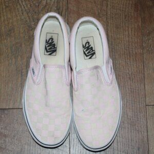 Vans Blush and White Checkered Slip-Ons Womens 9